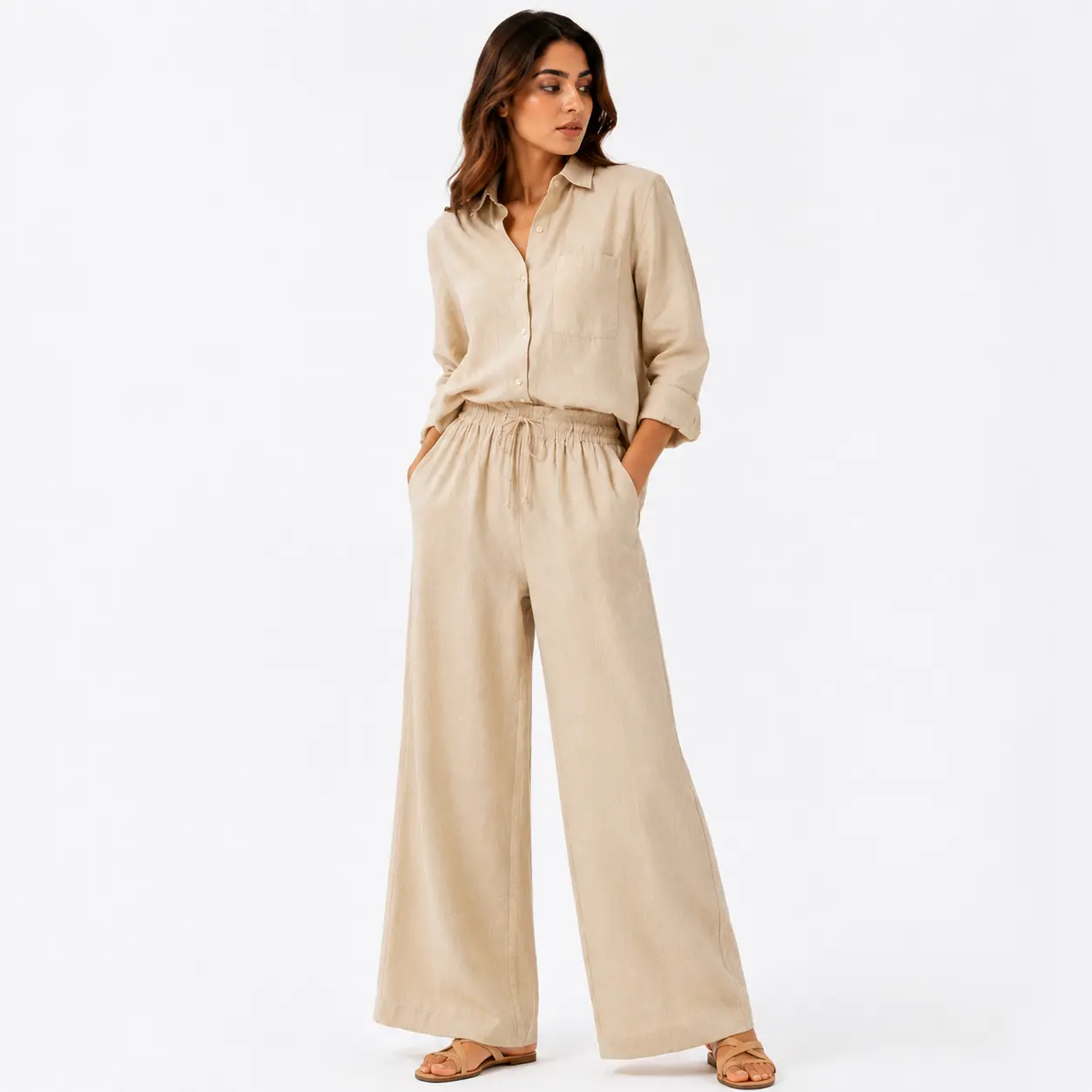 Beige Linen Co-Ord Set