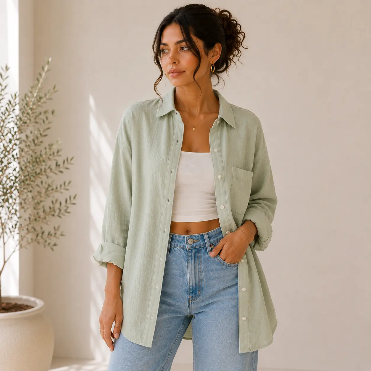 Sage Green Oversized Shirt